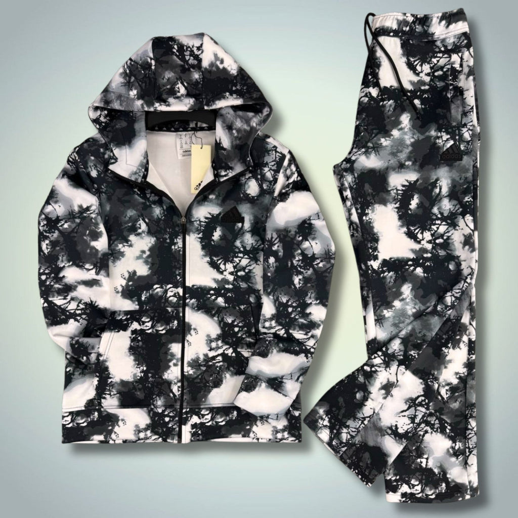 Adidas moška trenirka 2025, zamegljen vzorec, črne. Premium kakovost