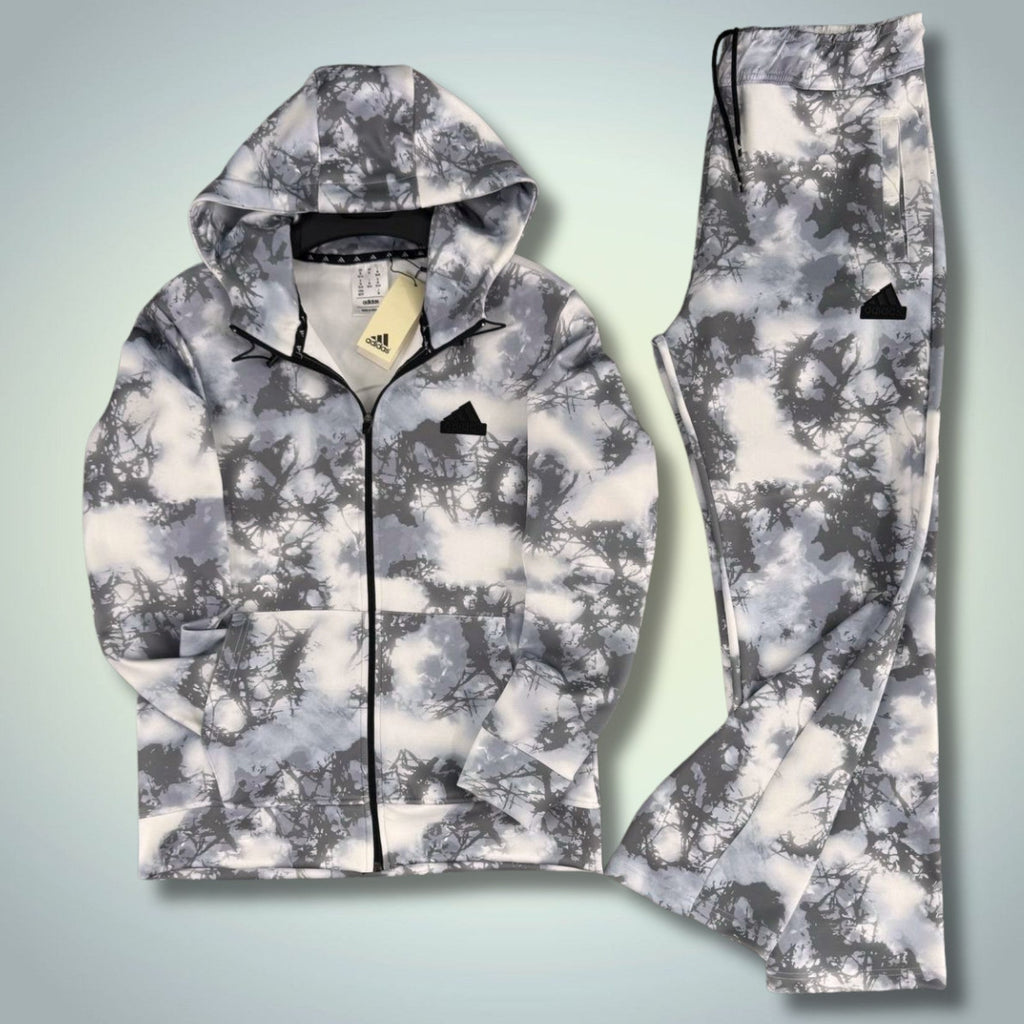 Adidas moška trenirka 2025, zamegljen vzorec, siva. Premium kakovost