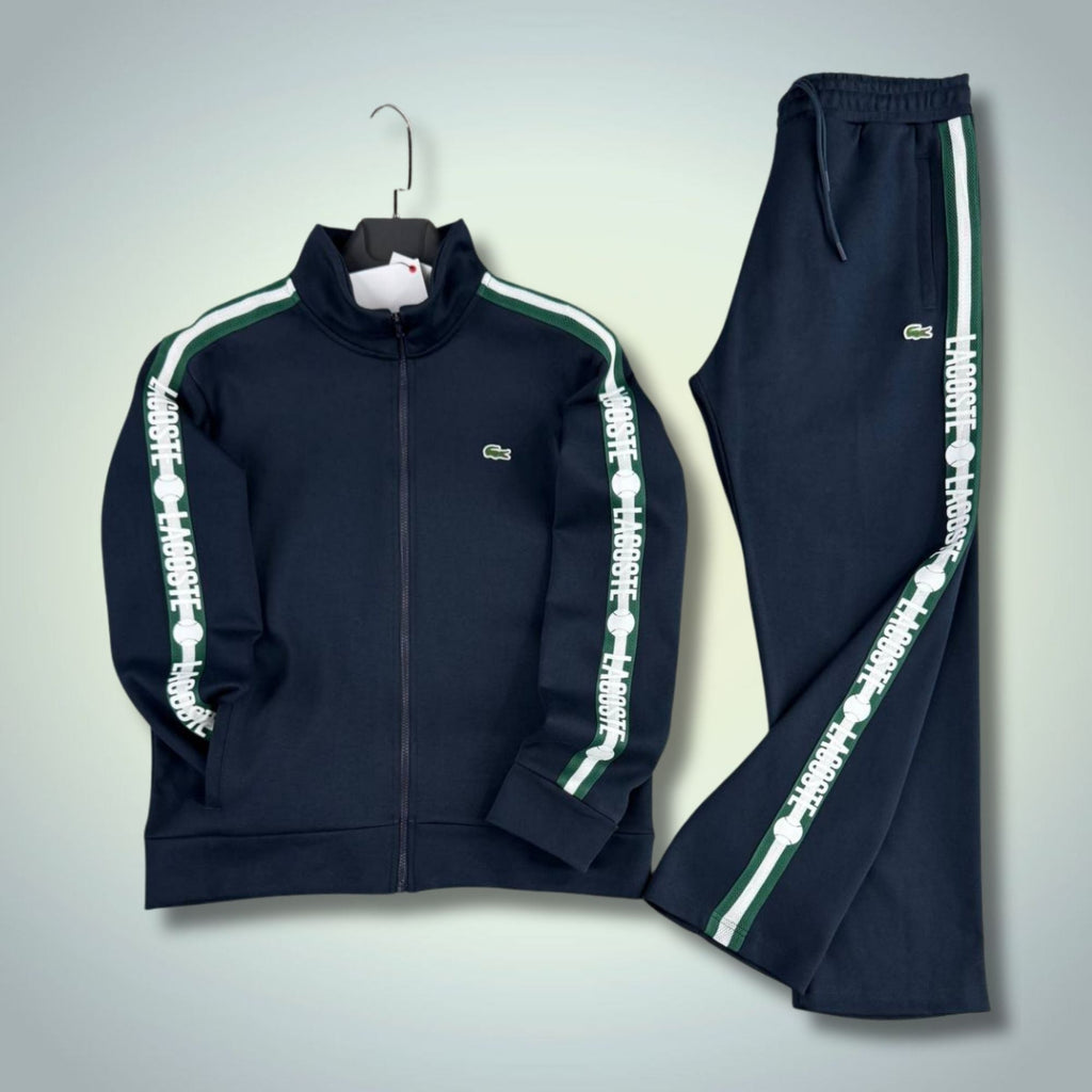 Moška trenirka Lacoste, temno modra s teniško črto, premium kakovost