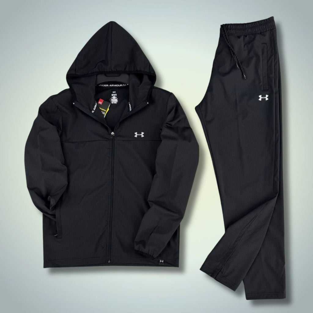 Under Armour moška nepremočljiva športna trenirka, črna, velik logotip. Premium kakovost