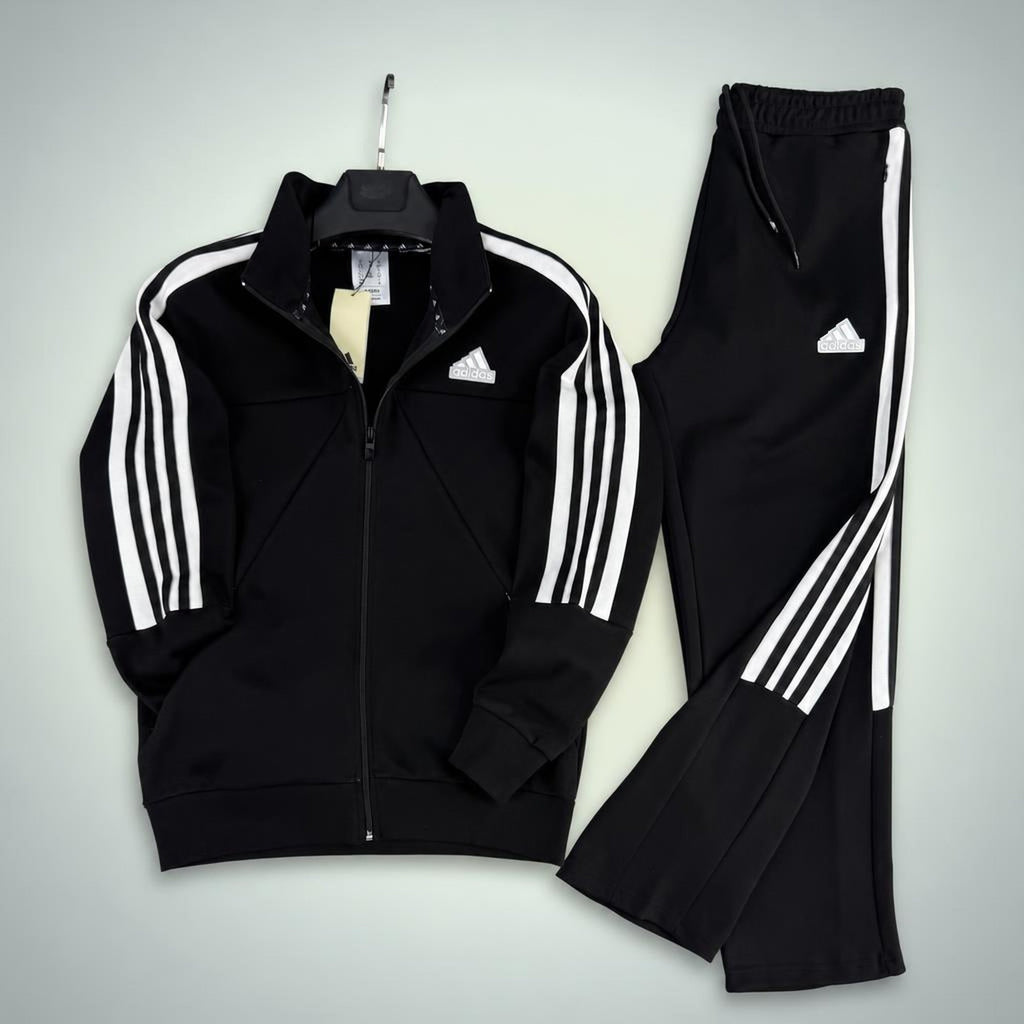 Adidas moška športna trenirka s tremi belimi trakovi, črna. Premium kakovost