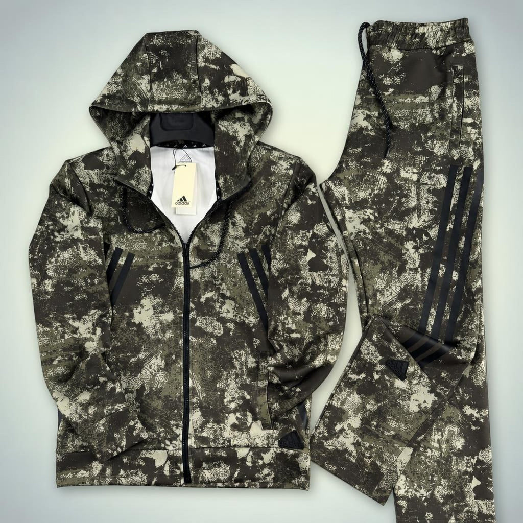 Adidas moška športna trenirka, kamuflažni vzorec, zelena. Premium kakovost