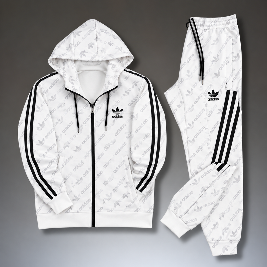 Adidas moška športna trenirka, monogram, bela. Premium kakovost