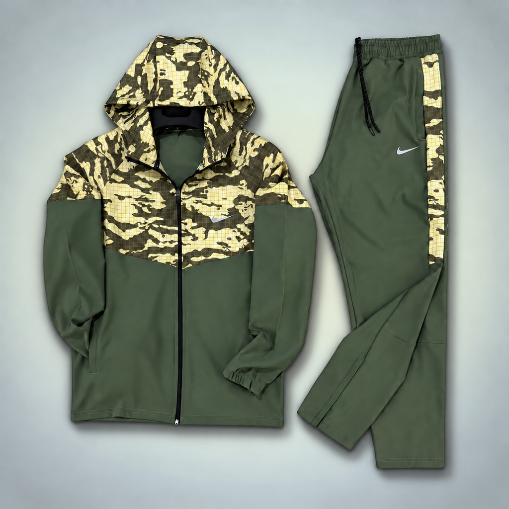 Nike moška vetrovka športna trenirka, kamuflažni vzorec, zelena. Premium kakovost