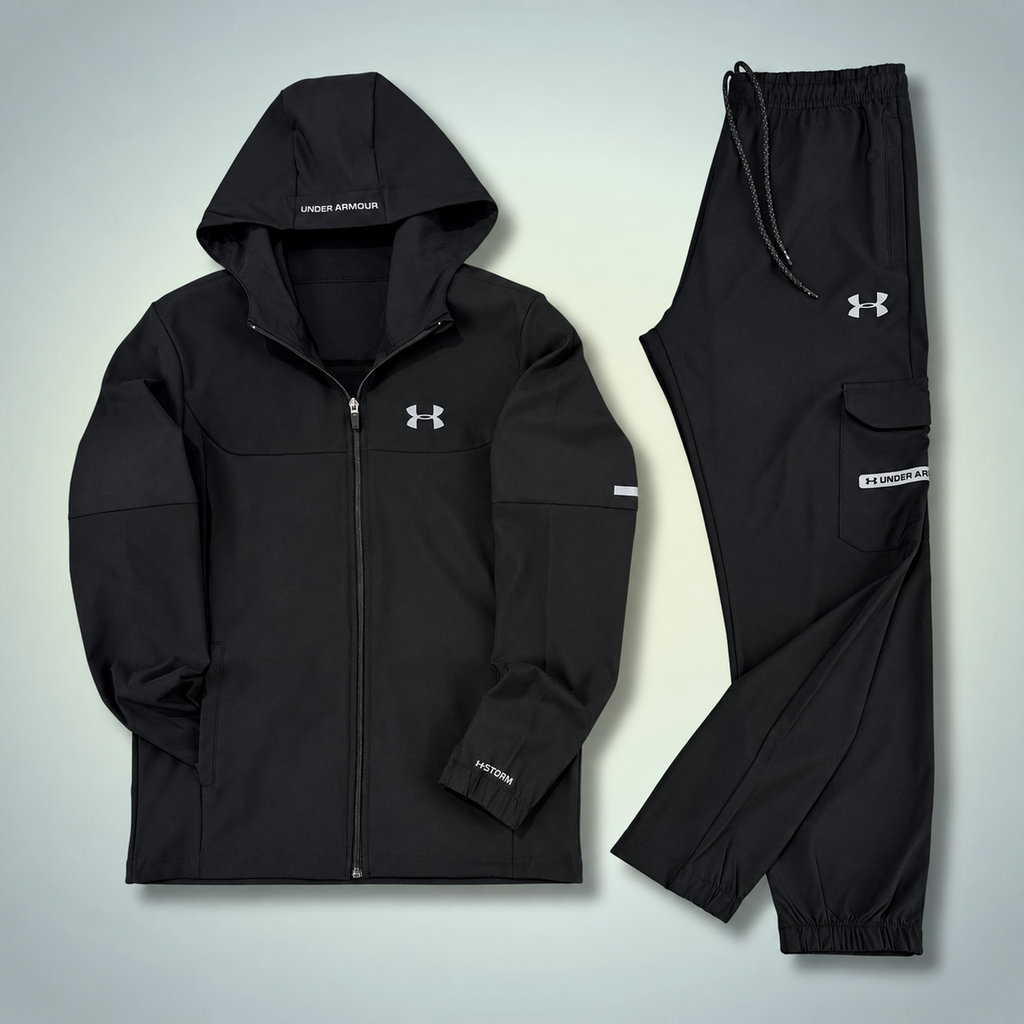 Under Armour moška vetrovka športna trenirka s cargo žepom, črna. Premium kakovost