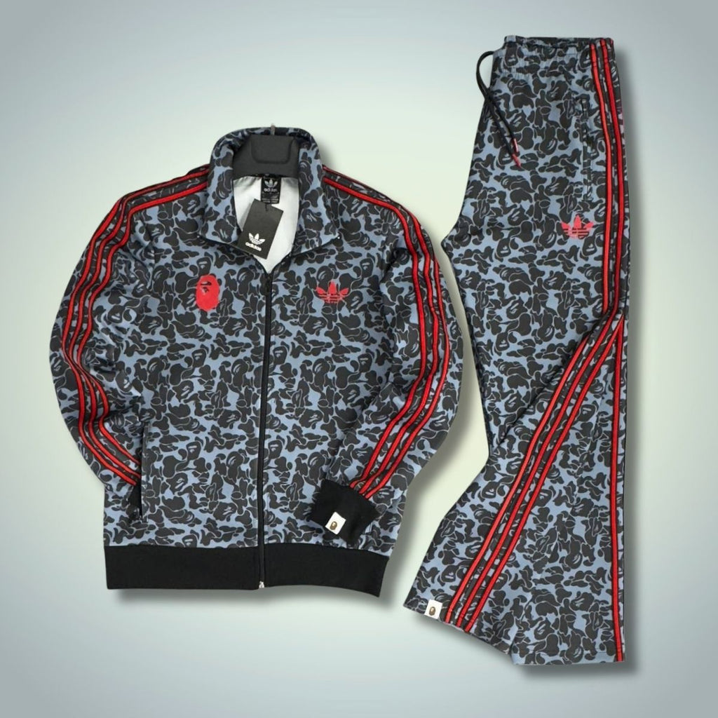 Adidas x A Bathing Ape moška trenirka, modra - rdeča. Premium kakovost