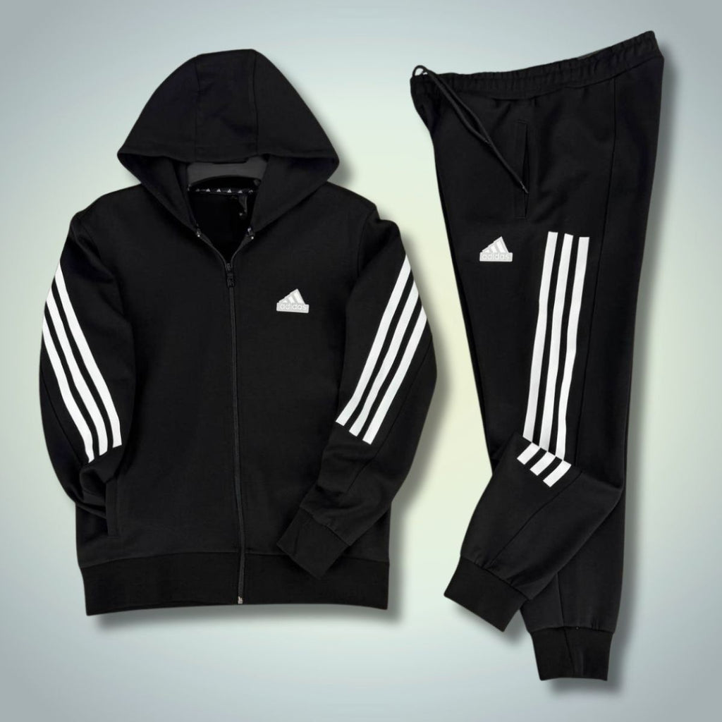 Adidas moška trenirka 2025, navpične črte, črna. Premium kakovost
