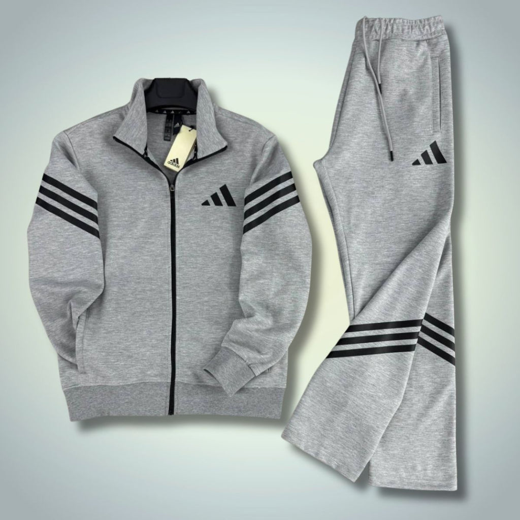 Adidas moška trenirka 2025, navpične črte, klasična siva. Vrhunska kakovost