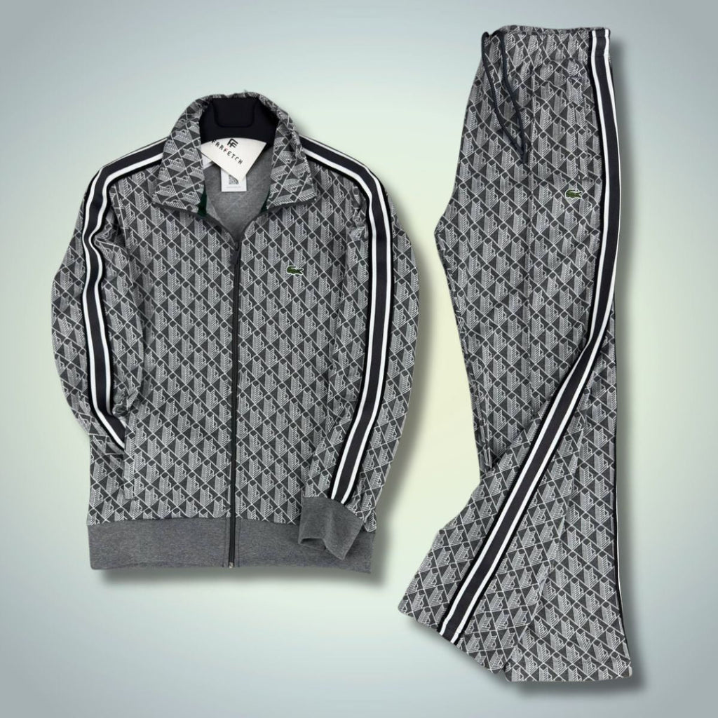 Lacoste moška trenirka Jacquard Monogram, grafitno siva. Premium kakovost