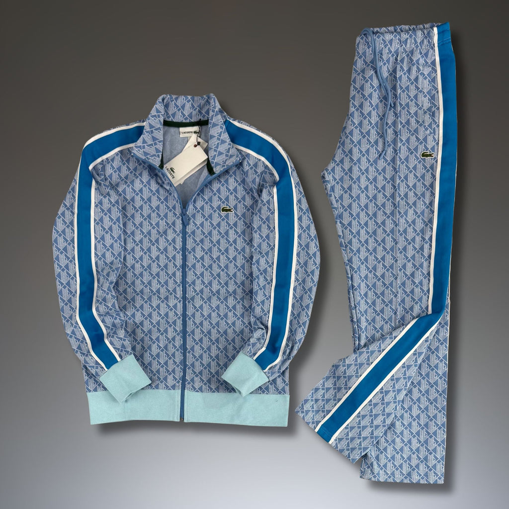 Moška trenirka Lacoste, Jacquard Monogram, oceansko modra, Model 2025. Vrhunska kakovost