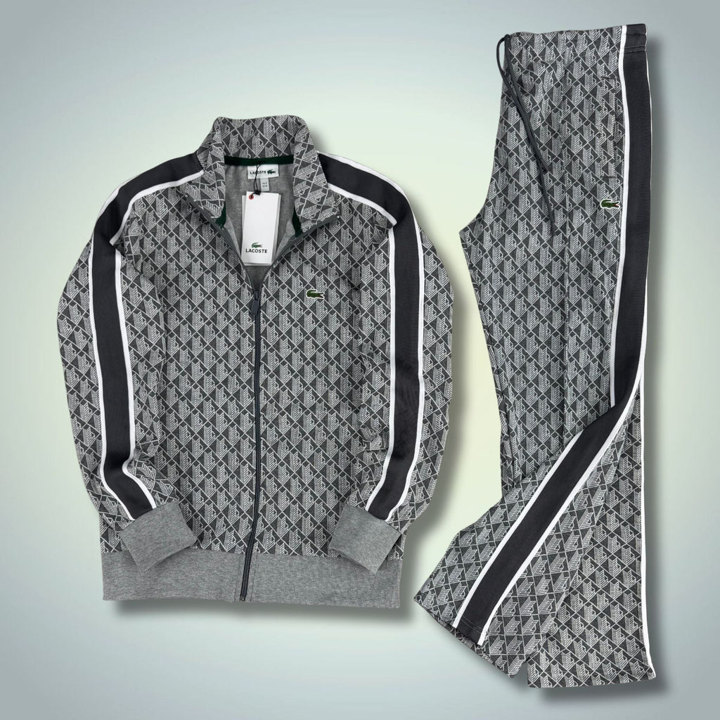 Moška trenirka Lacoste, Jacquard Monogram, grafitna, Model 2025. Vrhunska kakovost