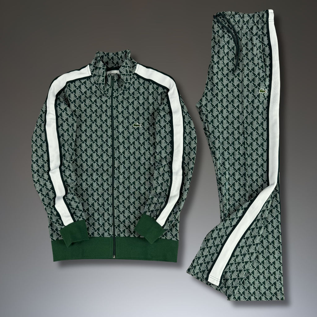 Lacoste Moški Športni Set, Jacquard Monogram, Model 2025. Temno Zeleni