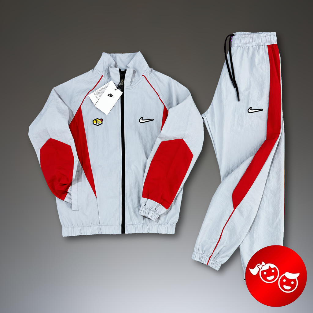 Nike TN otroška vetrovka športna trenirka, svetlo siva - rdeča. Vrhunska kakovost