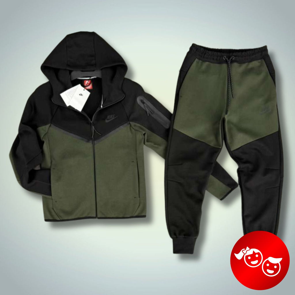 Nike Tech Fleece Otroški Športni Set 2024. Temno Zeleni - Olivno Zeleni