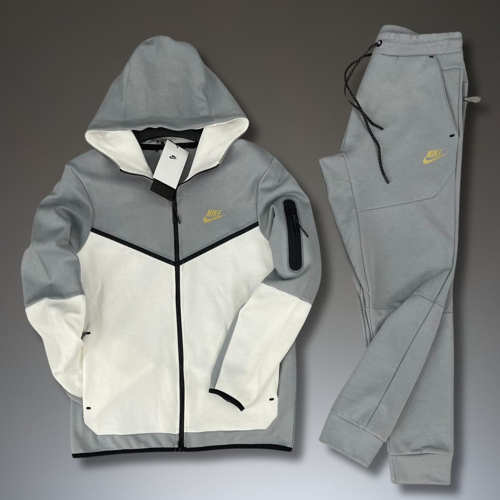 Nike Tech Fleece moška trenirka, bela in siva. Vrhunska kakovost