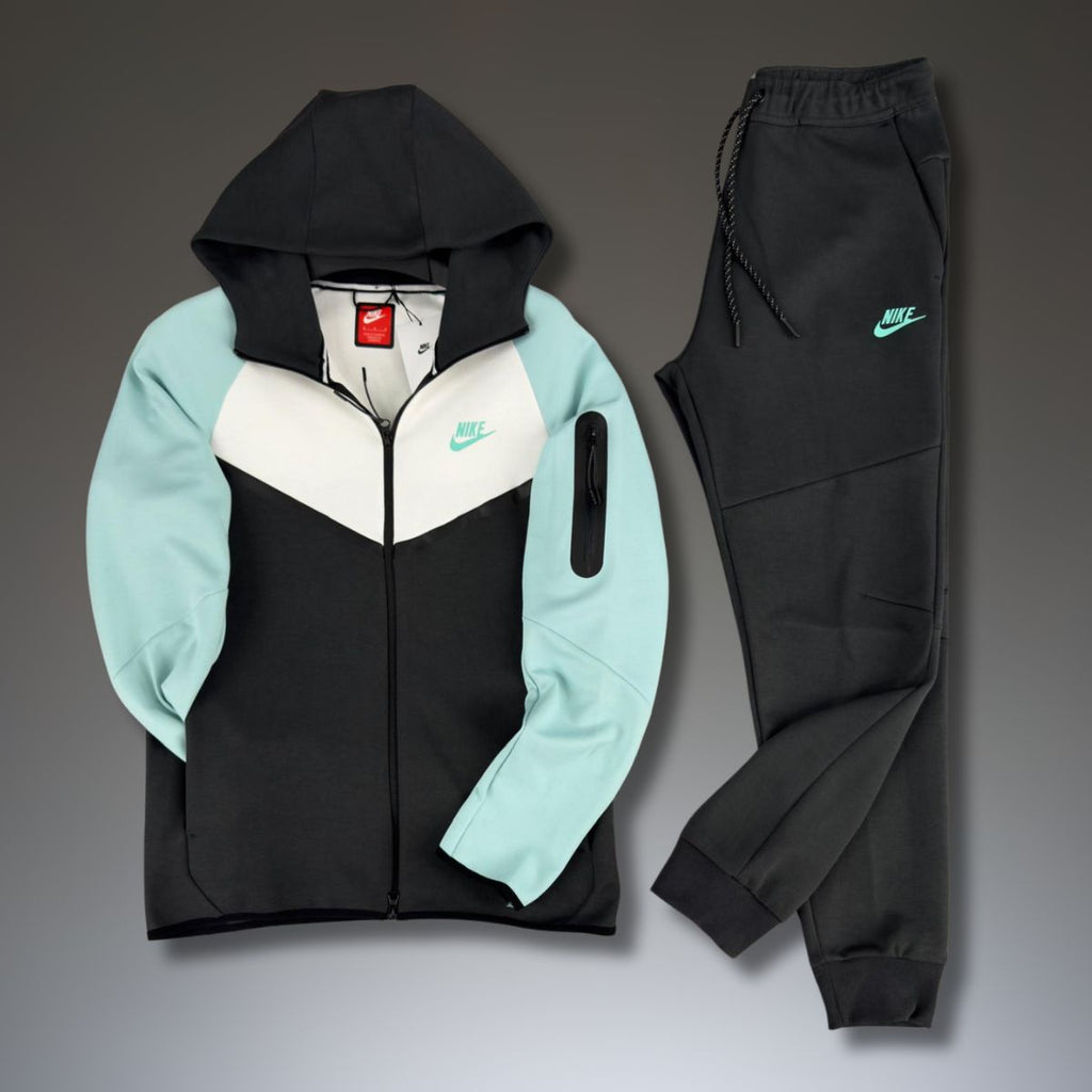 Nike Tech Fleece moška trenirka, meta - bela - grafitna. Model 2024. Vrhunska kakovost