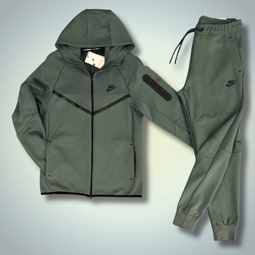 Moška trenirka Nike Tech Fleece, žajbljevo zelena, Model 2024. Vrhunska kakovost