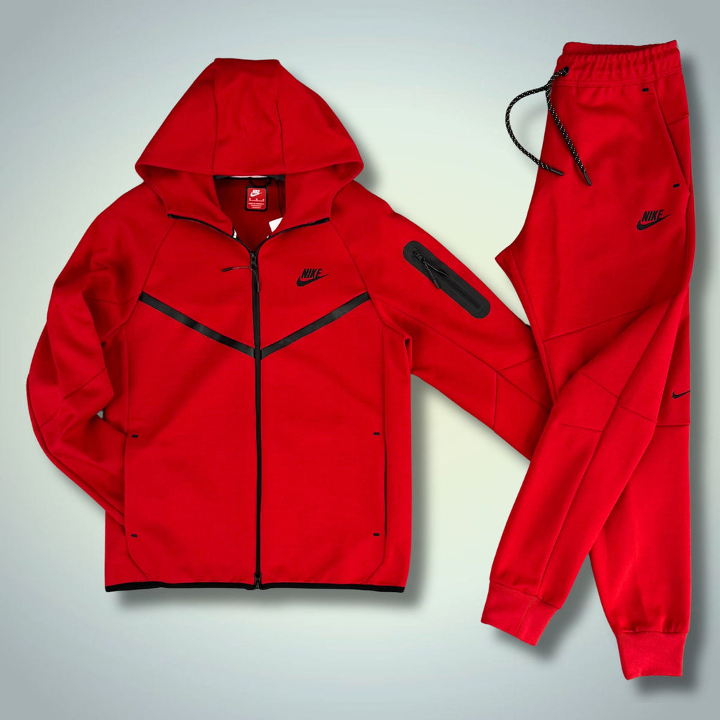 Moška trenirka Nike Tech Fleece, rdeča, Model 2024. Vrhunska kakovost