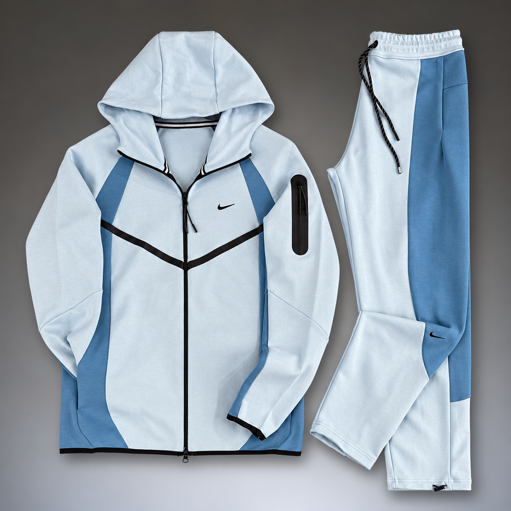 Nike Tech Fleece moška športna trenirka, svetlo modra - modra. Model 2026. Vrhunska kakovost