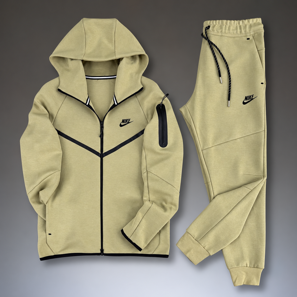 Nike Tech Fleece moška športna trenirka, peščeno bež. Model 2024. Vrhunska kakovost