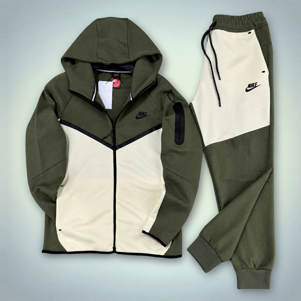 Nike Tech Fleece Moška Trenirka. Olivno zelena / Bež