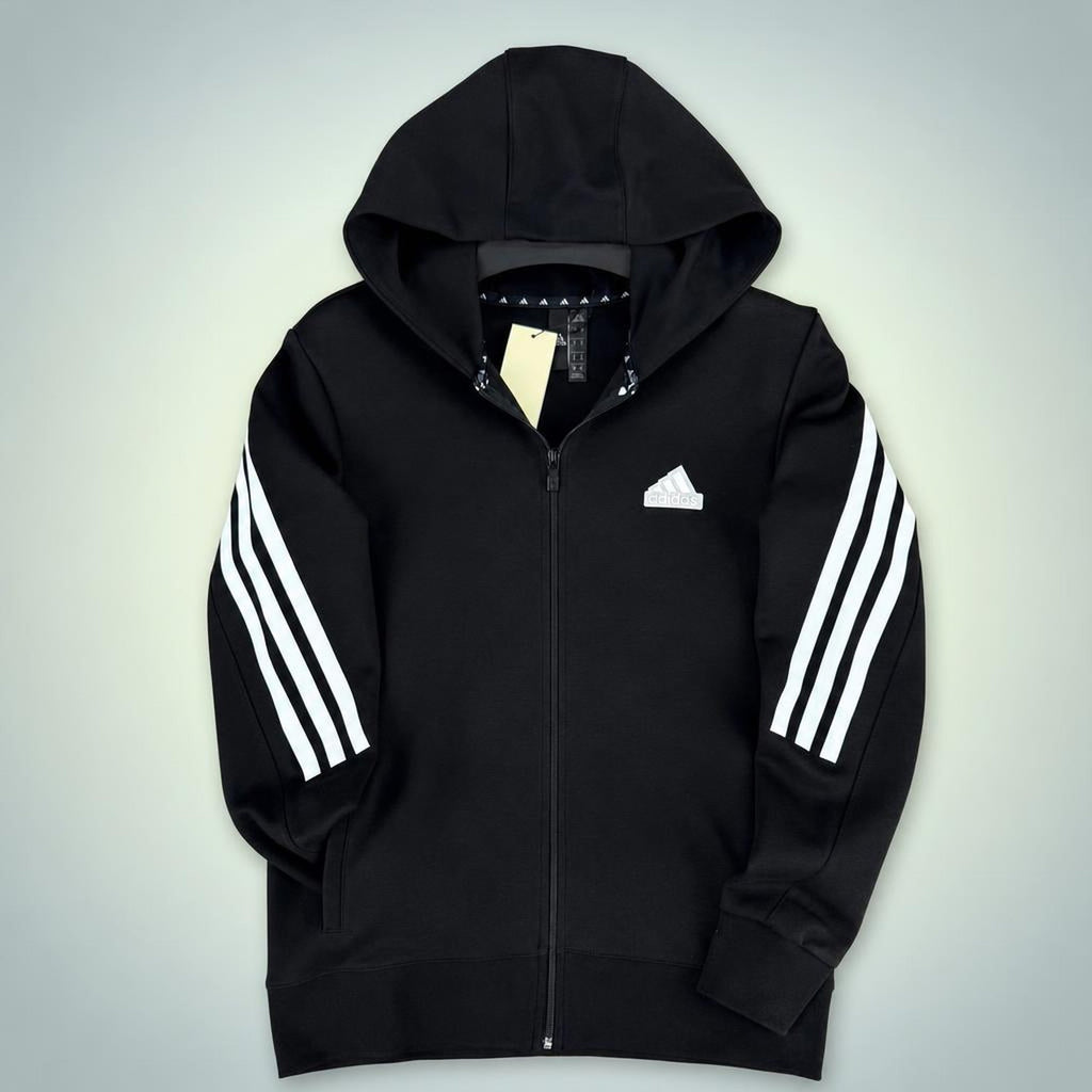 Adidas moški pulover s kapuco, trije trakovi, črna. Premium kakovost