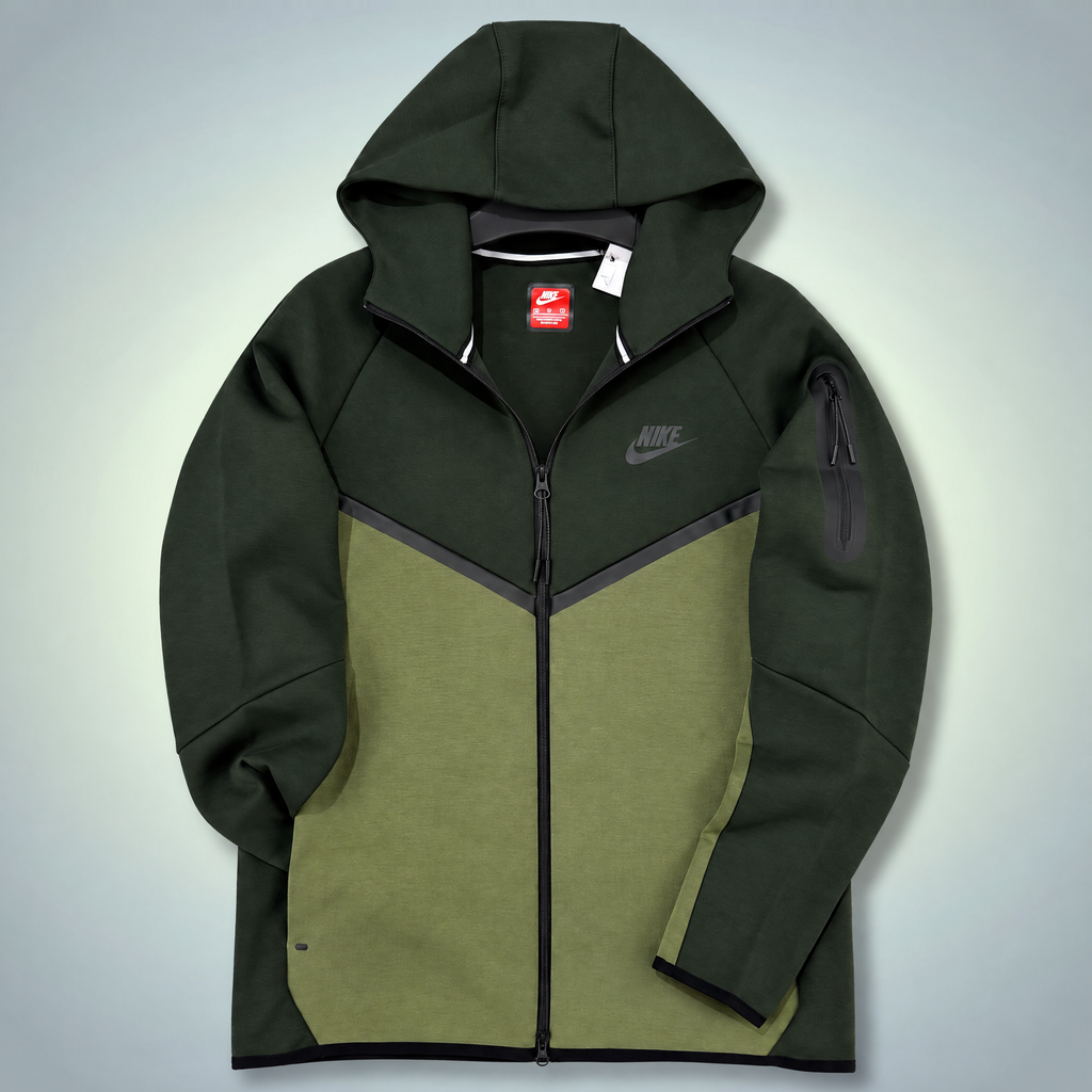 Nike Tech Fleece Moški Pulover s kapuco. Olivno zelena / Temno zelena