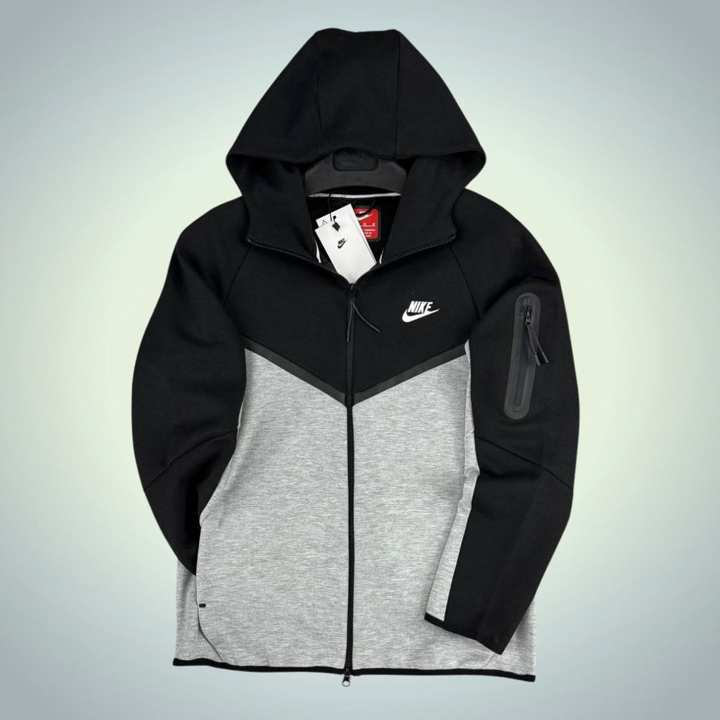 Moška bluza Nike Tech Fleece, črna in klasično siva, Model 2024. Vrhunska kakovost