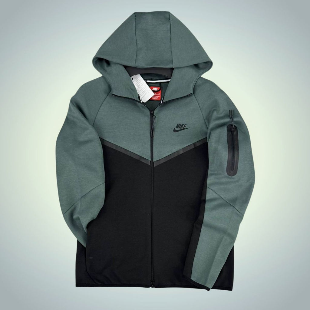 Moška bluza Nike Tech Fleece, žajbljevo zelena in črna, Model 2024. Vrhunska kakovost