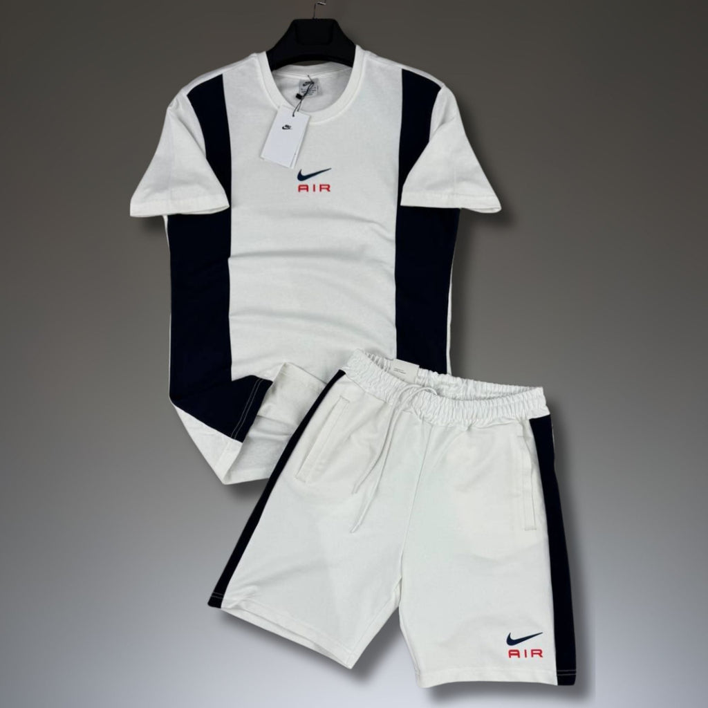Nike Air moški kratki športni komplet, belo-črn. Premium kakovost