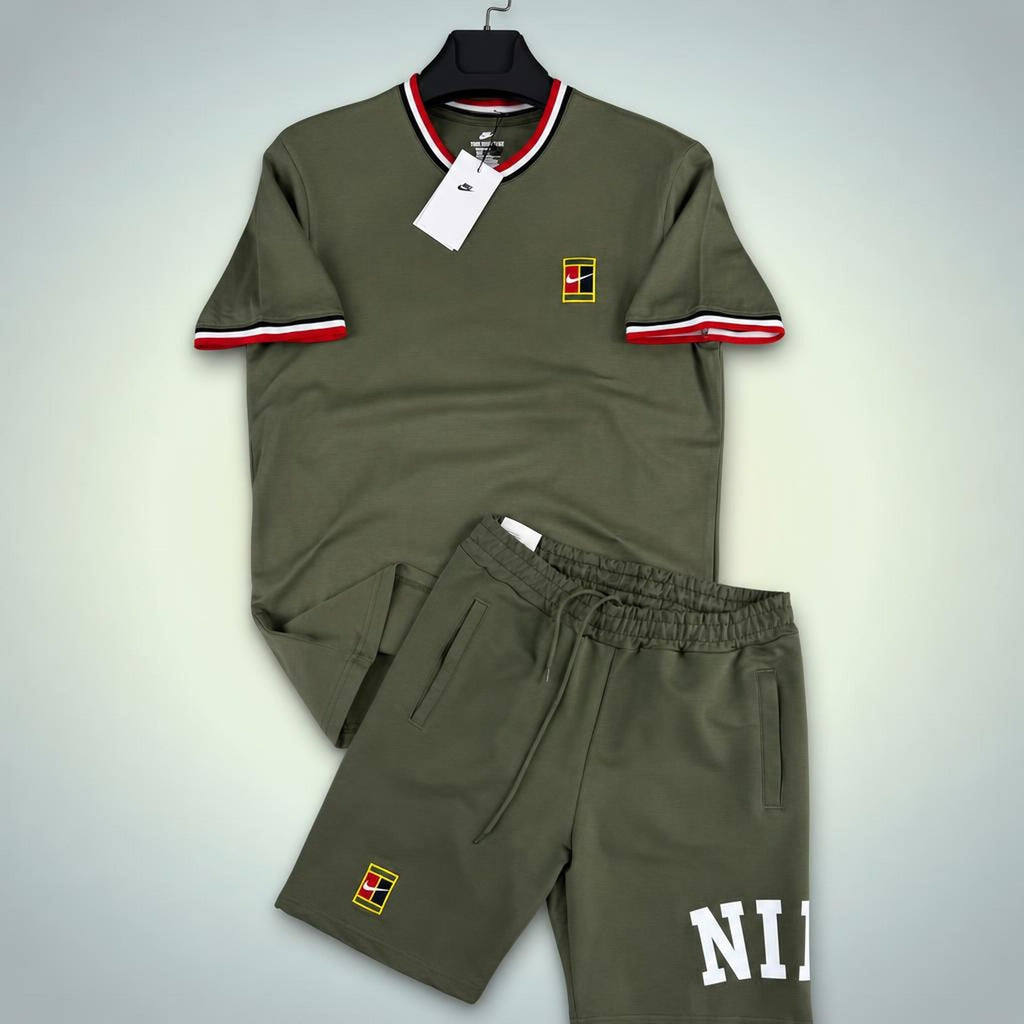 Nike Tennis moški kratek športni komplet, olivno zelena. Premium kakovost
