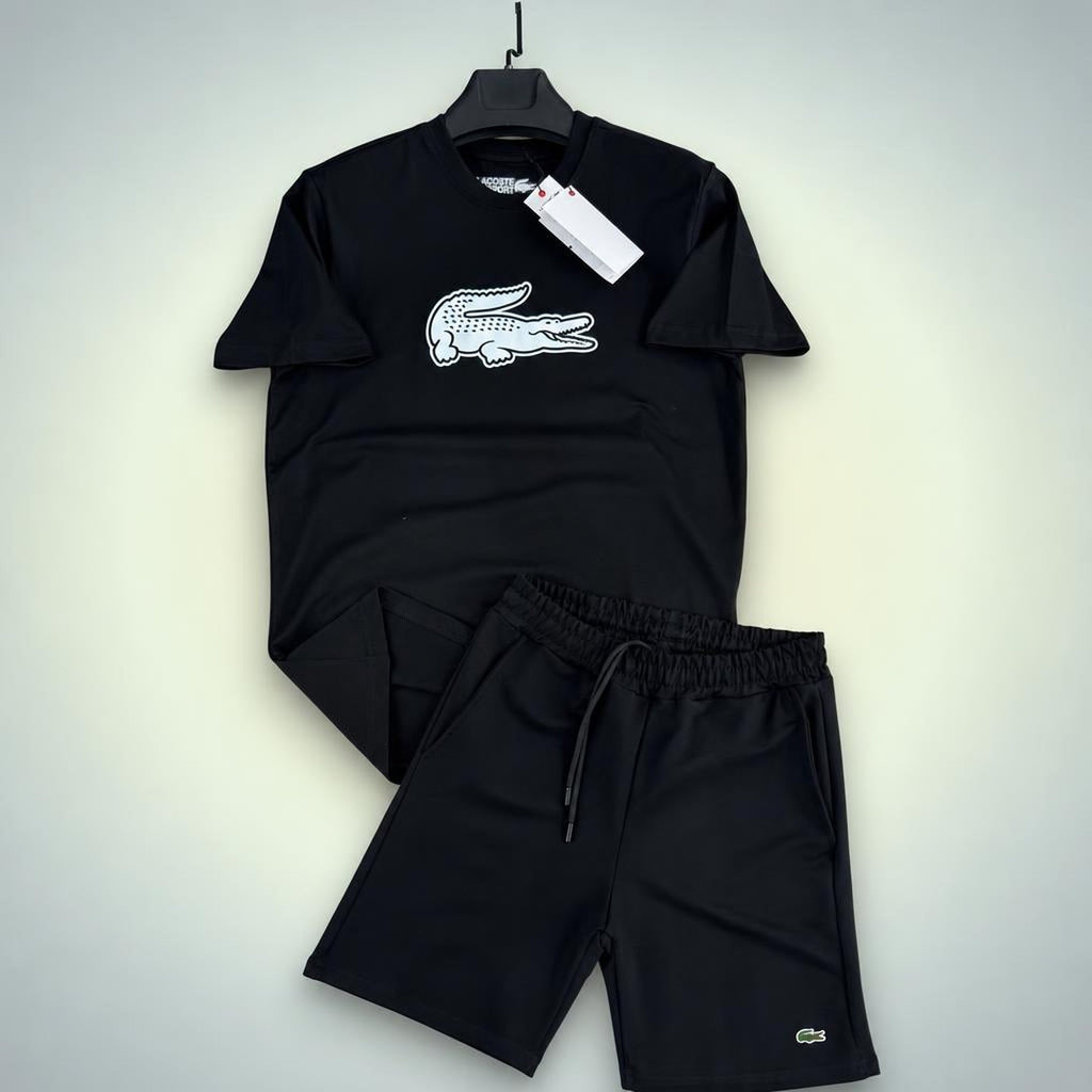 Lacoste Big Logo moški kratek športni komplet, črna. Premium kakovost