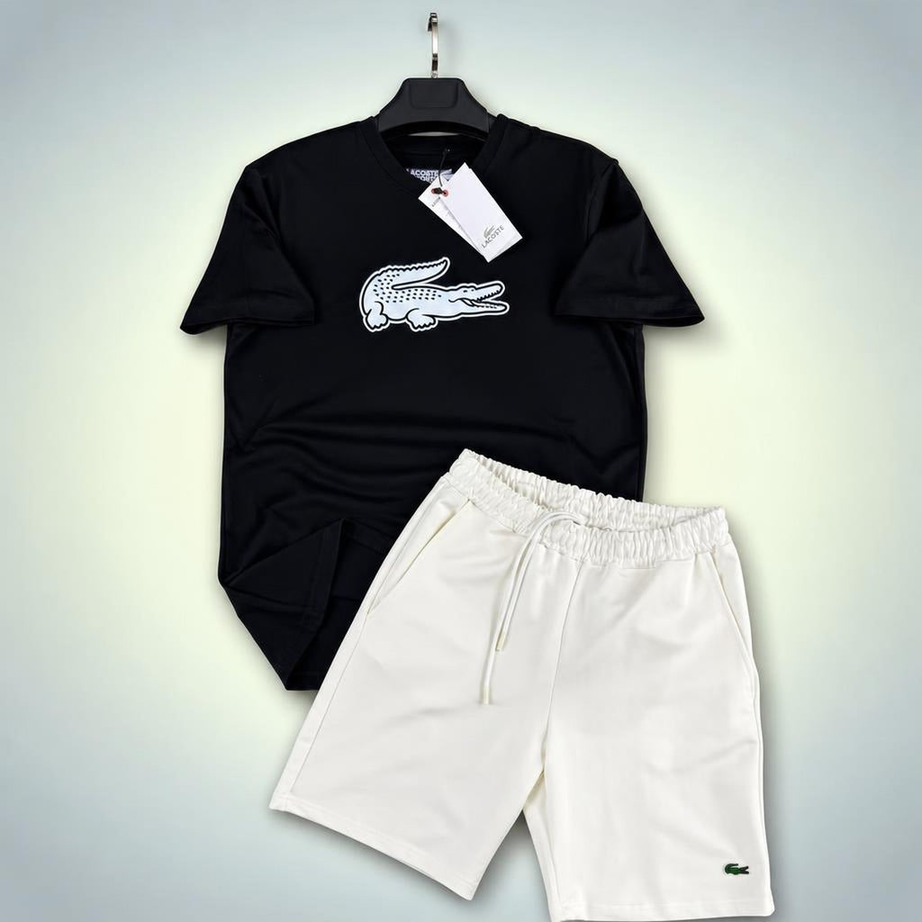 Lacoste Big Logo moški kratek športni komplet, kombinacija dveh barv črna in bela. Premium kakovost