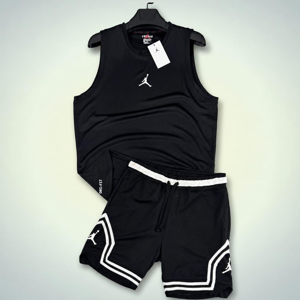 Jordan moški kratki športni komplet s majico, črna. Dri-Fit. Premium kakovost