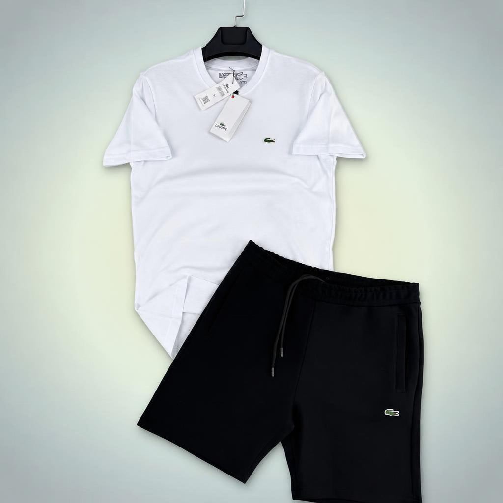 Lacoste Classic moški kratek športni komplet, belo-črna. Premium kakovost