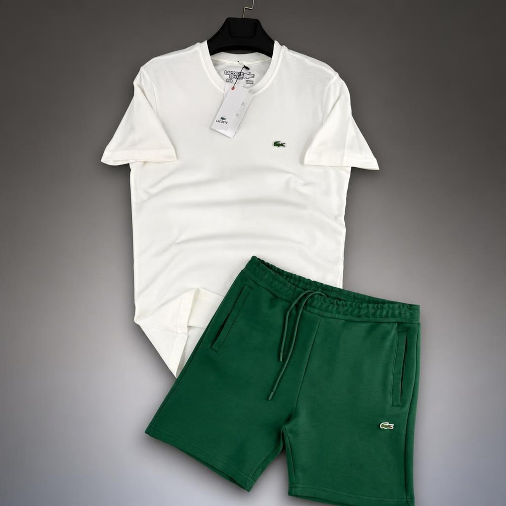 Lacoste Classic moški kratek športni komplet, belo-zelena. Premium kakovost