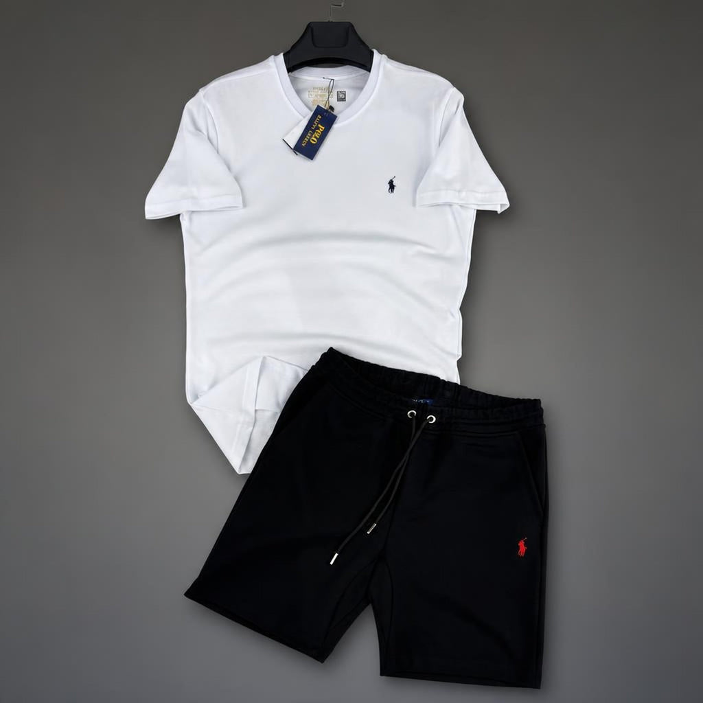 Ralph Lauren Classic moški kratek športni komplet, belo-črna. Premium kakovost