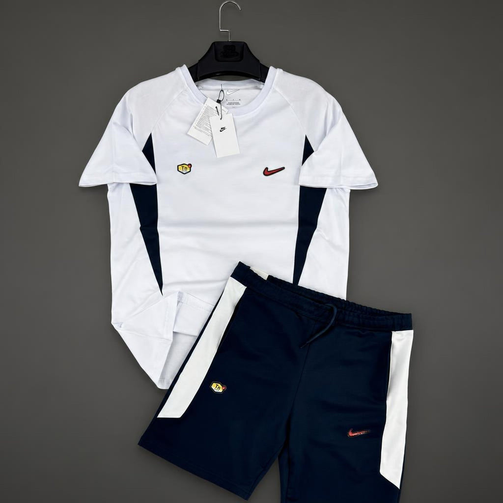 Nike TN moški kratek športni komplet, belo-temno modra. Premium kakovost