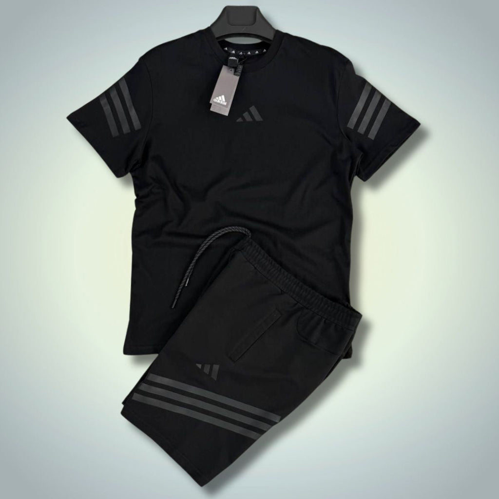 Adidas moški komplet s kratkimi hlačami, črn. Model 2025. Vrhunska kakovost