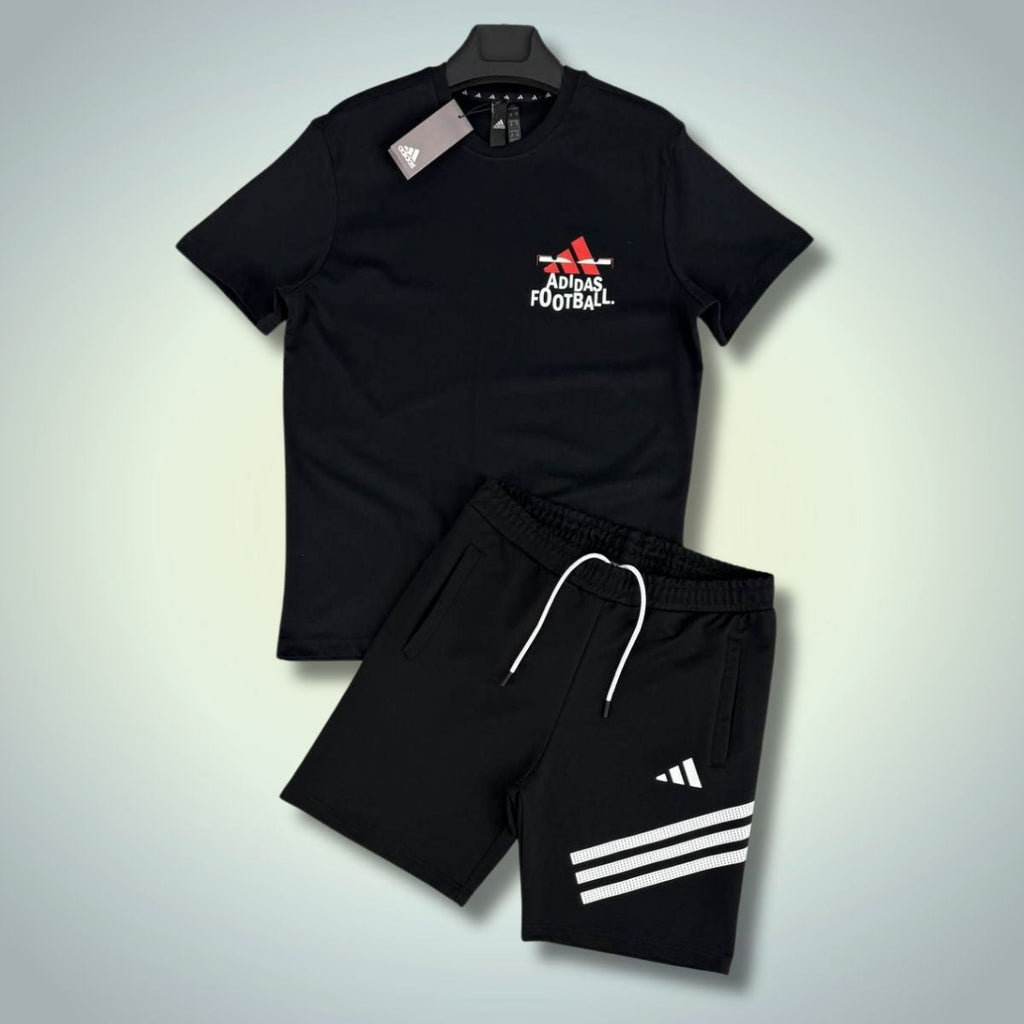 Set cu pantaloni scurți pentru bărbați Adidas, Football, negru. Calitate premium