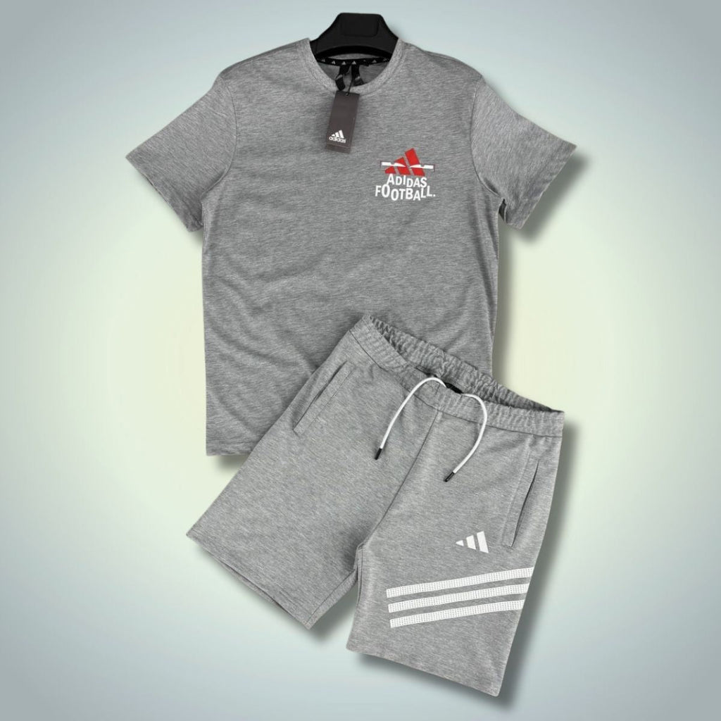 Set cu pantaloni scurți pentru bărbați Adidas, Football, gri. Calitate premium