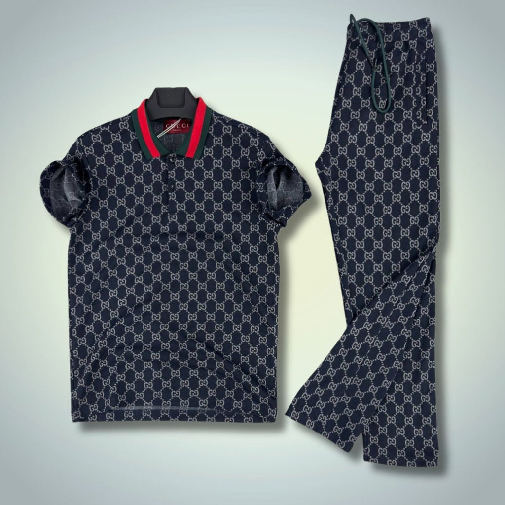 Moški poletni komplet Gucci, polo majica, temno modra. Vrhunska kakovost