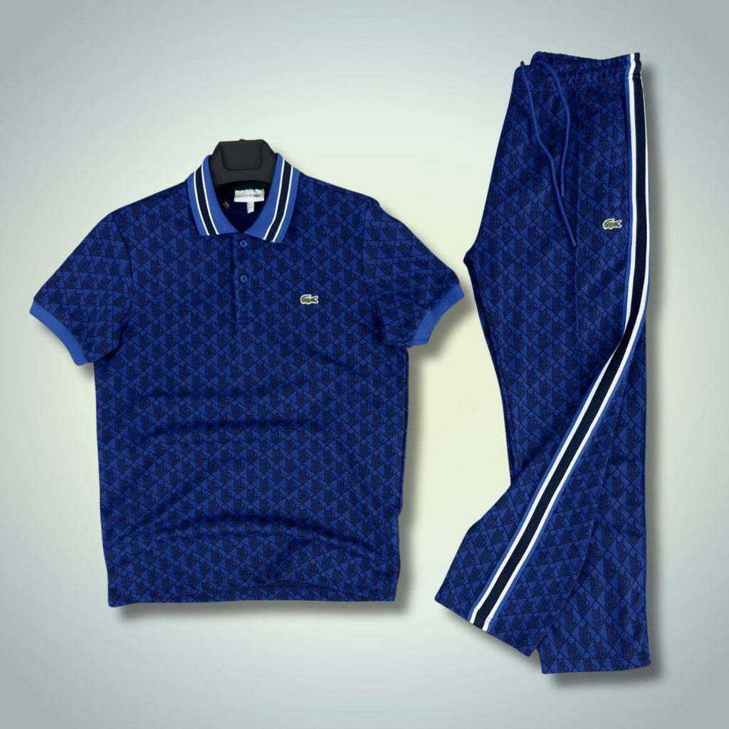 Lacoste moški poletni komplet, polo jopič Jacquard, temno moder. Premijska kakovost