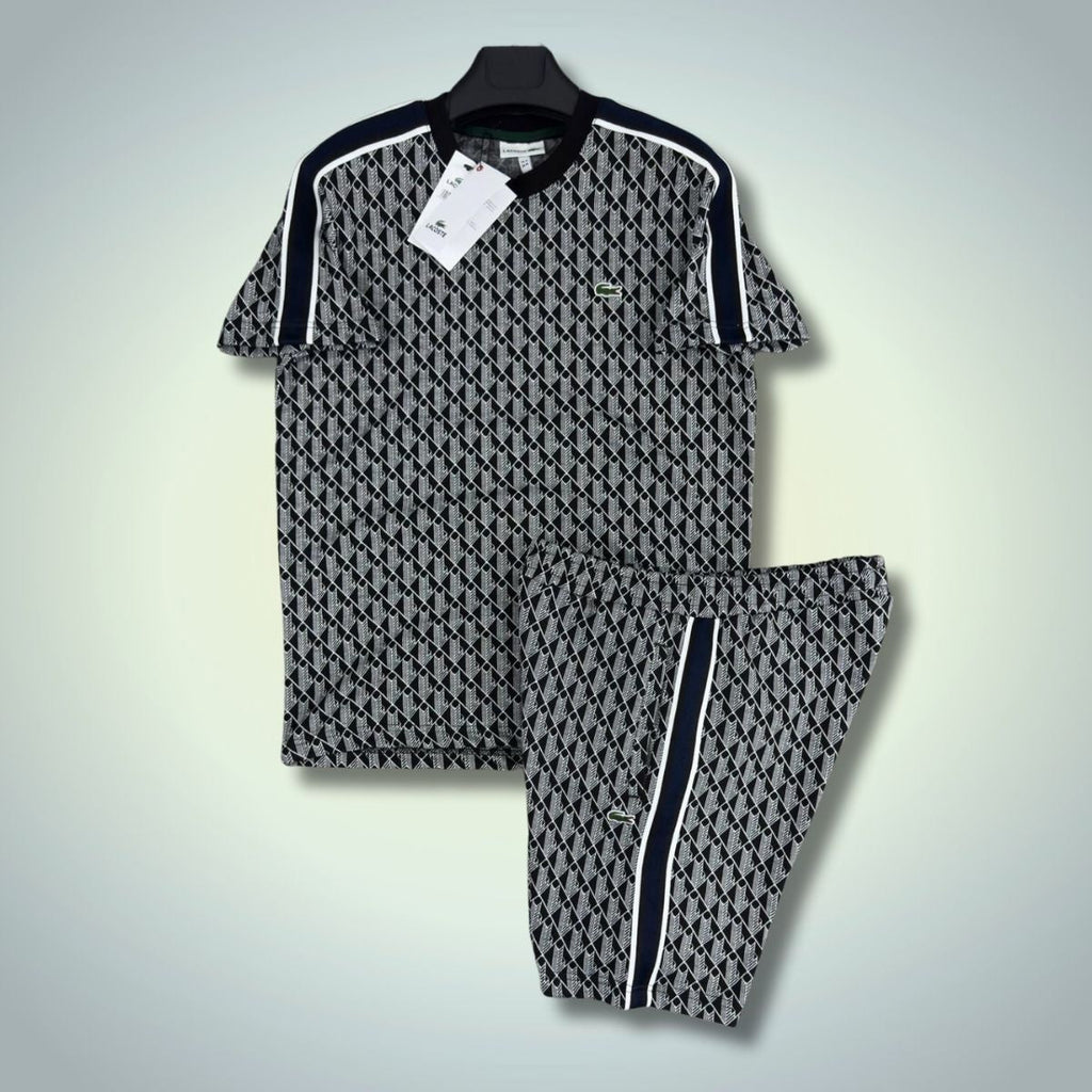 Lacoste moški komplet s kratkimi hlačami, Jacquard Monogram, črna - temno modra. Vrhunska kakovost