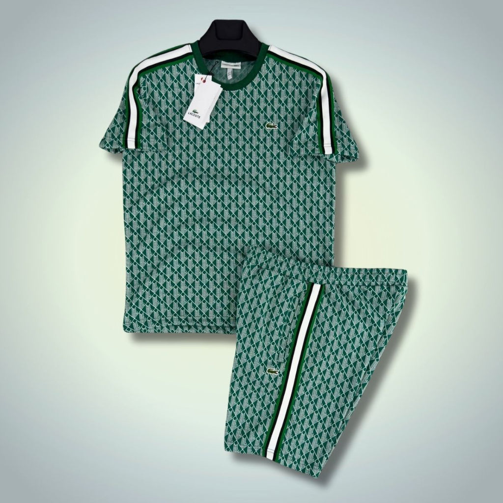 Lacoste moški komplet s kratkimi hlačami, Jacquard Monogram, svetlo zelena. Vrhunska kakovost