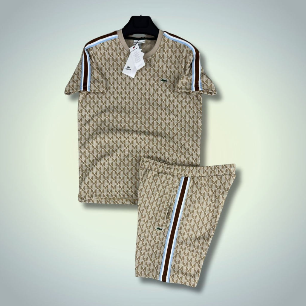 Lacoste moški komplet s kratkimi hlačami, Jacquard Monogram, bež. Vrhunska kakovost