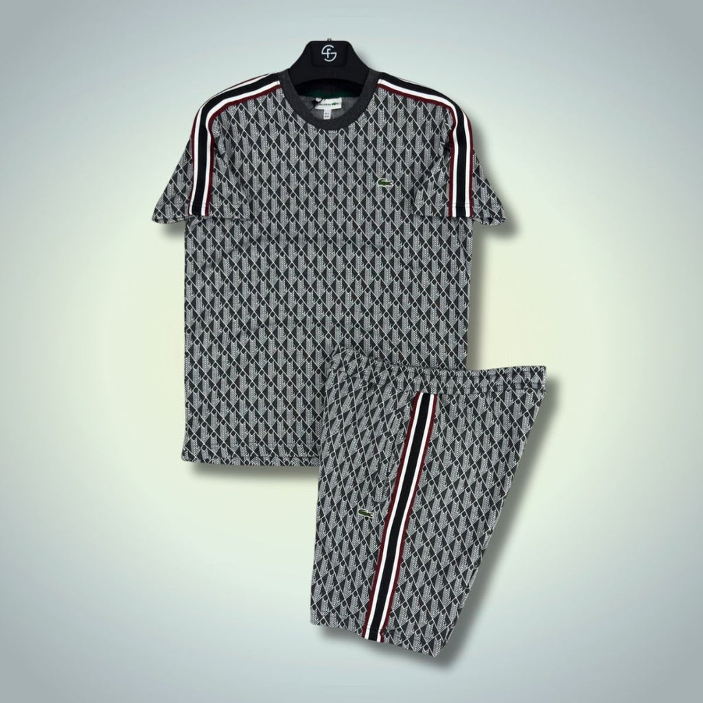 Lacoste moški komplet s kratkimi hlačami, Jacquard Monogram, grafitna barva. Premijska kakovost