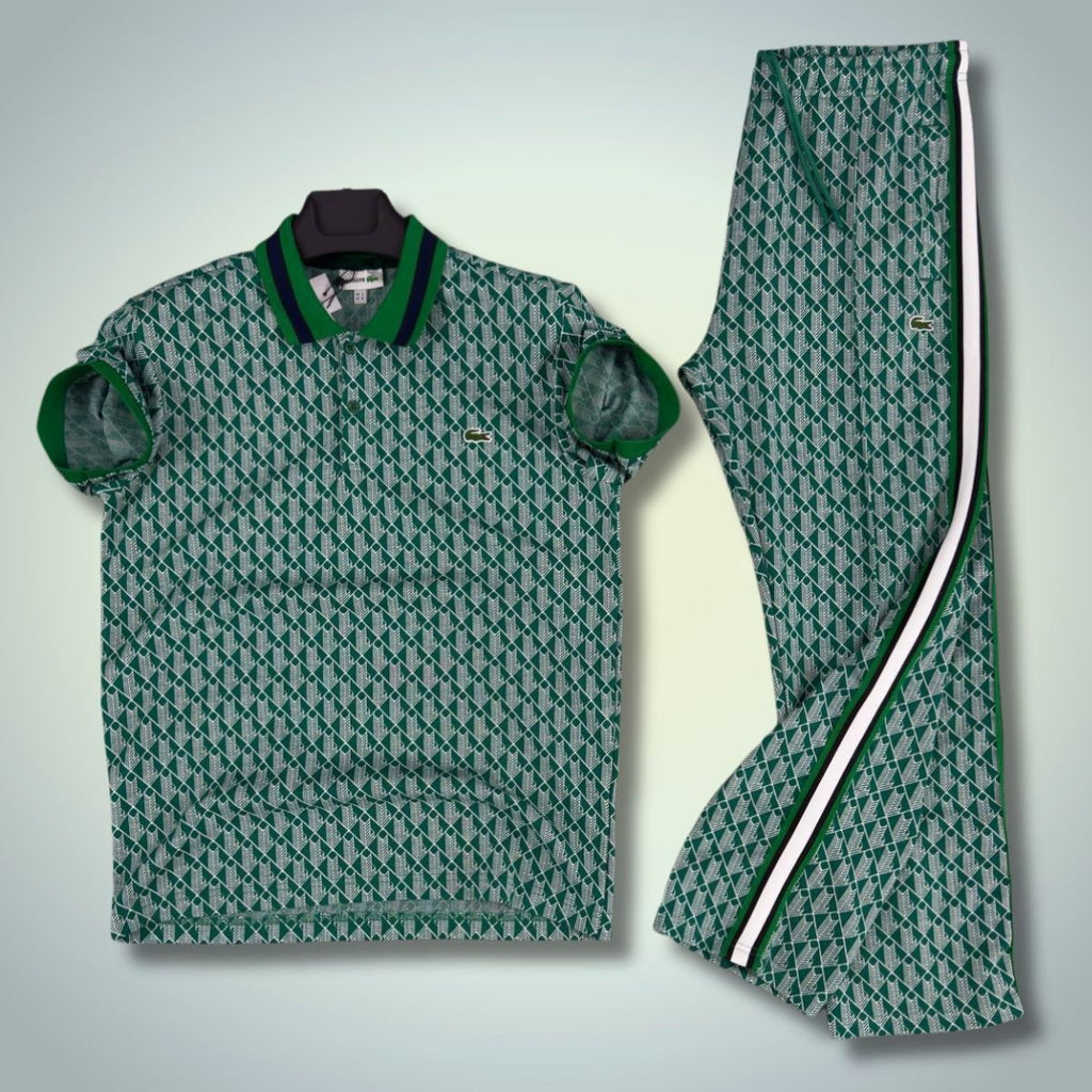 Set de vară bărbați Lacoste, polo Jacquard, verde. Calitate premium
