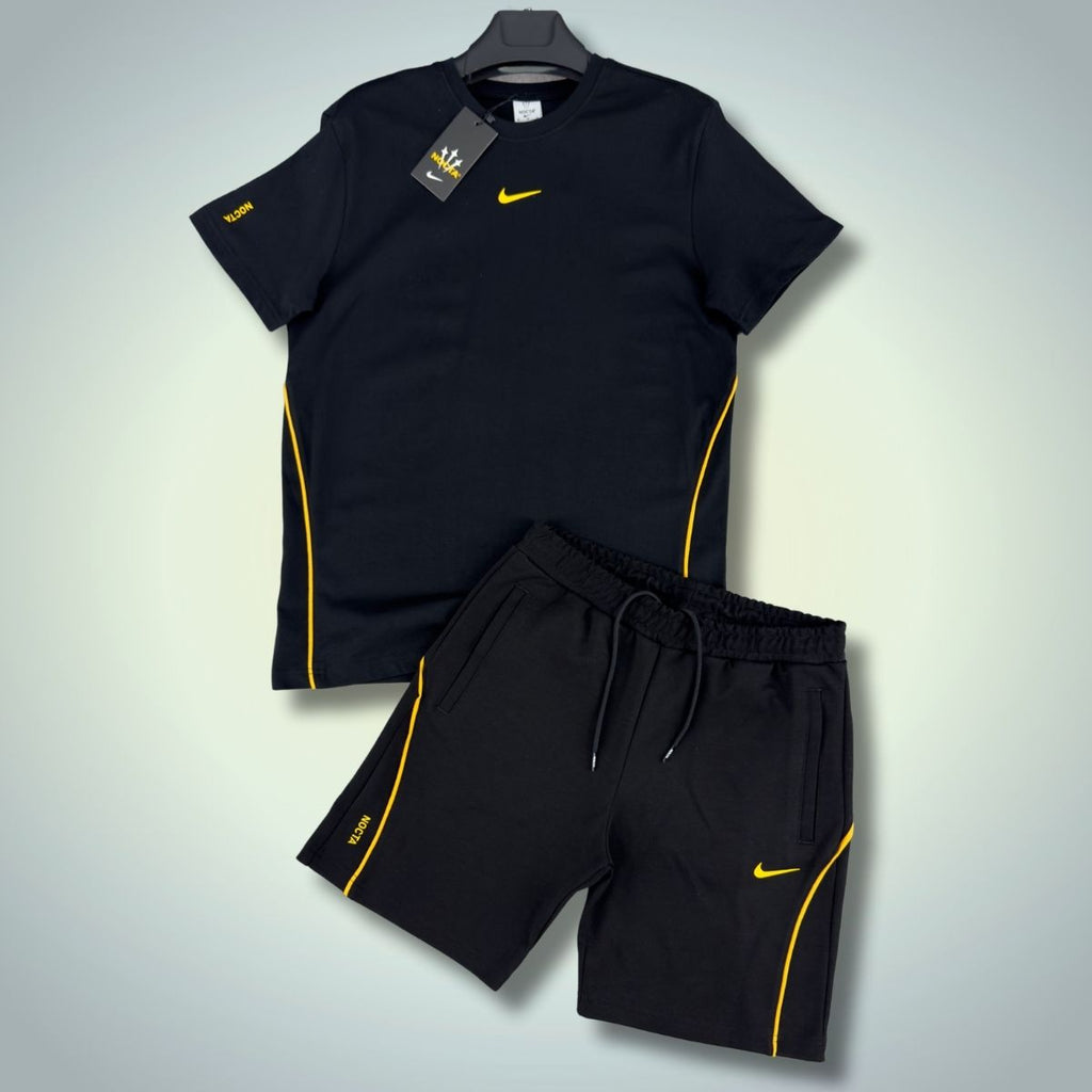 Nike Nocta moški komplet s kratkimi hlačami, črna - rumena. Vrhunska kakovost