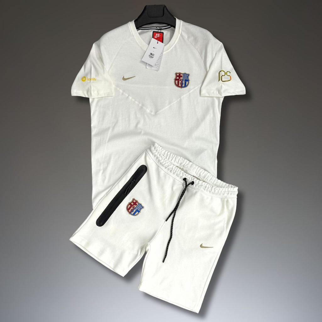 Nike Barcelona Tech Fleece moški komplet s kratkimi hlačami, bela. Vrhunska kakovost